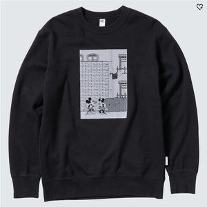 Uniqlo black  LONG-SLEEVE SWEATSHIRT MICKEY MOUSE PHOTO DAYS